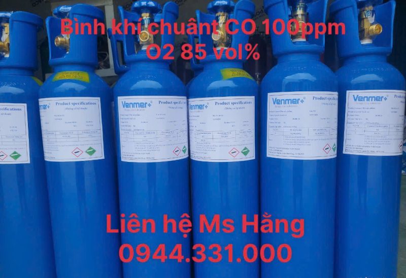 Bình khí chuẩn CO 100ppm O2 85 vol%