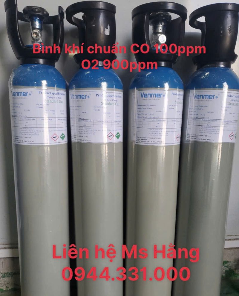 Bình khí chuẩn CO 100ppm O2 900ppm