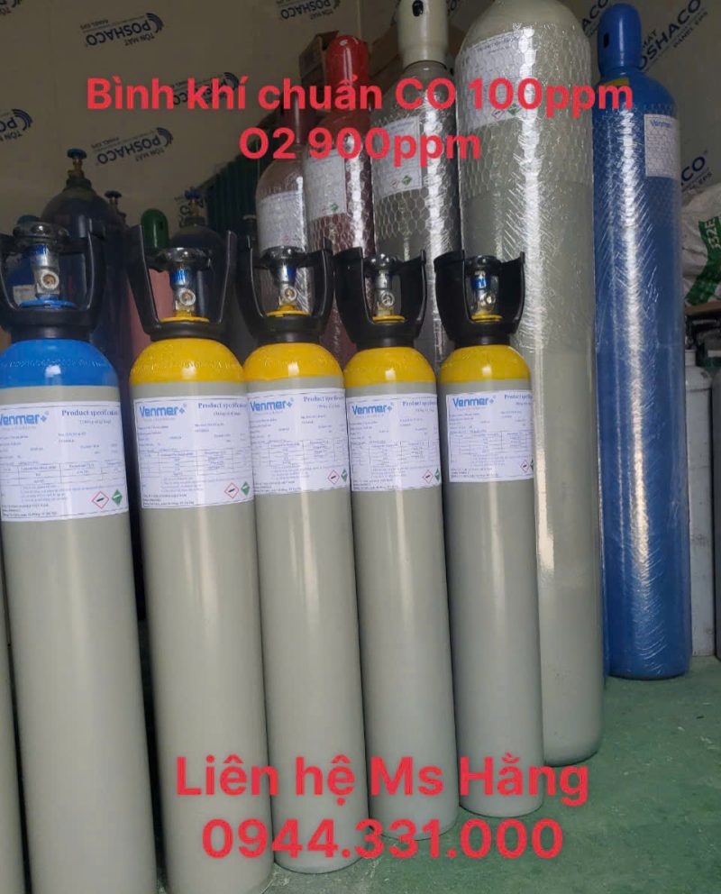 Bình khí chuẩn CO 100ppm O2 900ppm