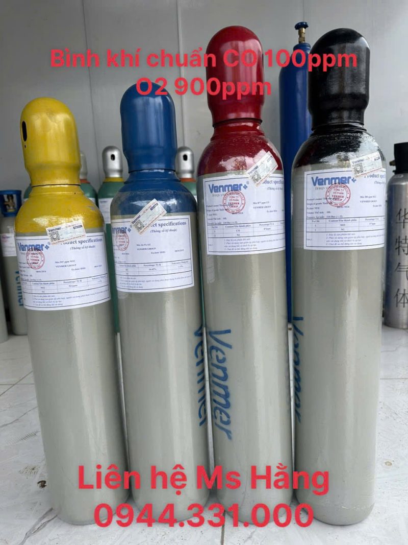 Bình khí chuẩn CO 100ppm O2 900ppm