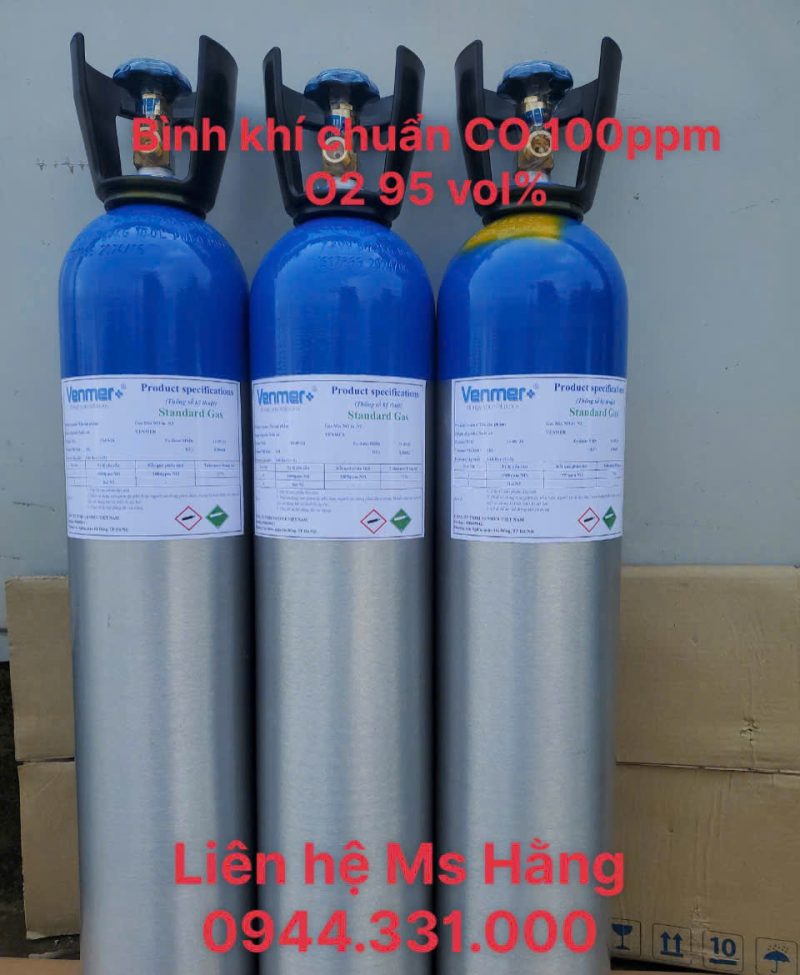 Bình khí chuẩn CO 100ppm O2 95 vol%