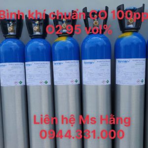 Bình khí chuẩn CO 100ppm O2 95 vol%