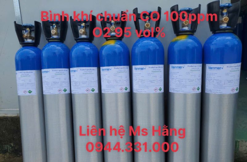 Bình khí chuẩn CO 100ppm O2 95 vol%