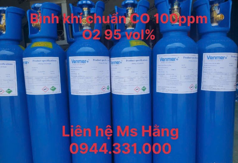 Bình khí chuẩn CO 100ppm O2 95 vol%