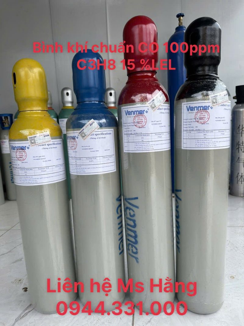 Bình khí chuẩn CO 100ppm C3H8 15 %LEL