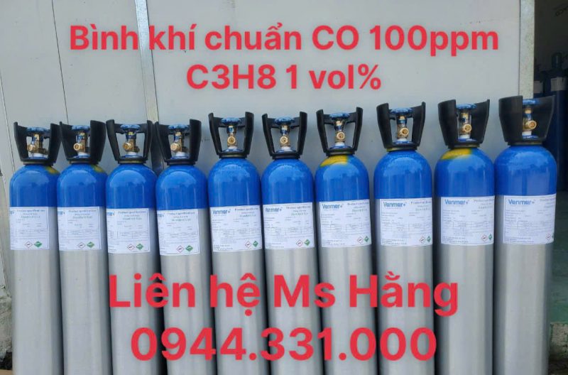 Bình khí chuẩn CO 100ppm C3H8 1 vol%