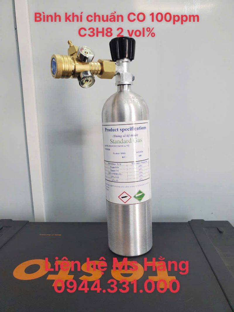 Bình khí chuẩn CO 100ppm C3H8 2 vol%