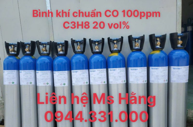 Bình khí chuẩn CO 100ppm C3H8 20 vol%