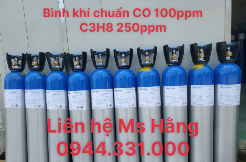 Bình khí chuẩn CO 100ppm C3H8 250ppm