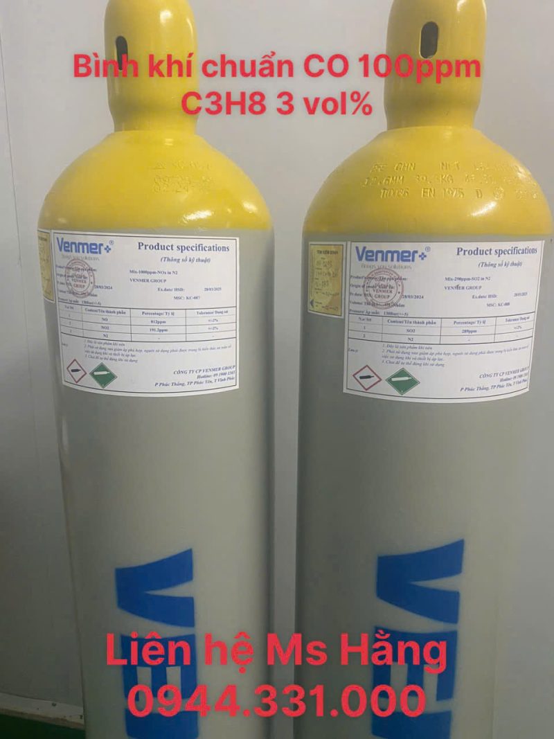 Bình khí chuẩn CO 100ppm C3H8 3 vol%