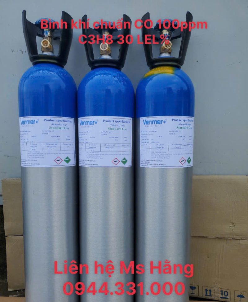 Bình khí chuẩn CO 100ppm C3H8 30 %LEL