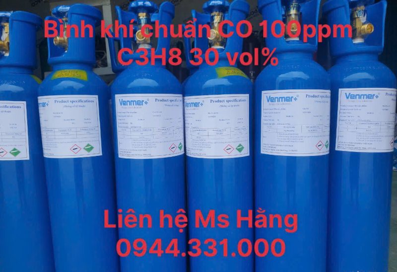 Bình khí chuẩn CO 100ppm C3H8 30 vol%