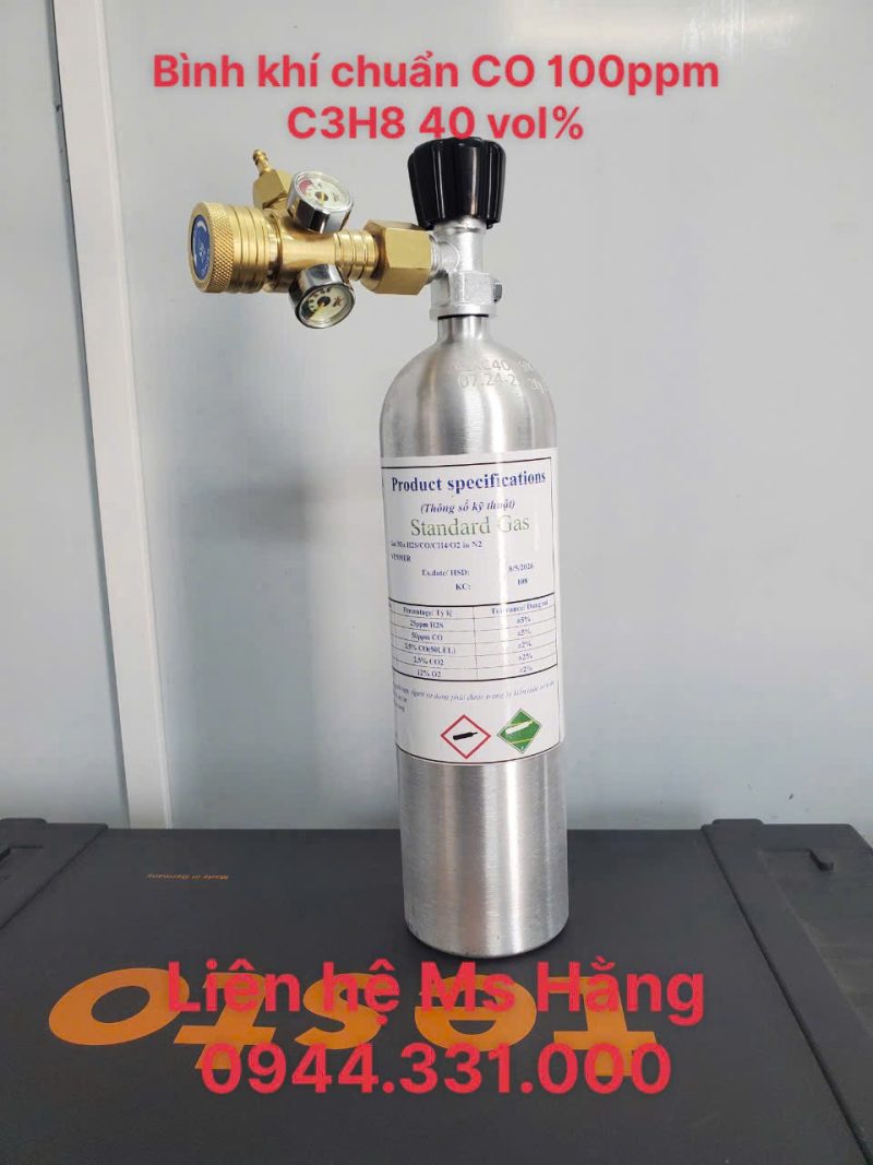 Bình khí chuẩn CO 100ppm C3H8 40 vol%