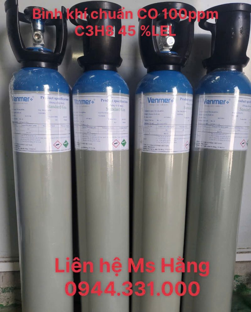 Bình khí chuẩn CO 100ppm C3H8 45 %LEL