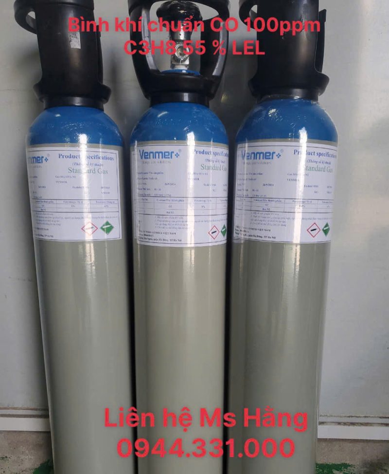 Bình khí chuẩn CO 100ppm C3H8 55 %LEL